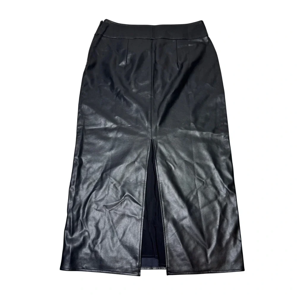 Maeve by Anthropologie Faux Leather Pencil Maxi Skirt Black Size L Boho Grunge